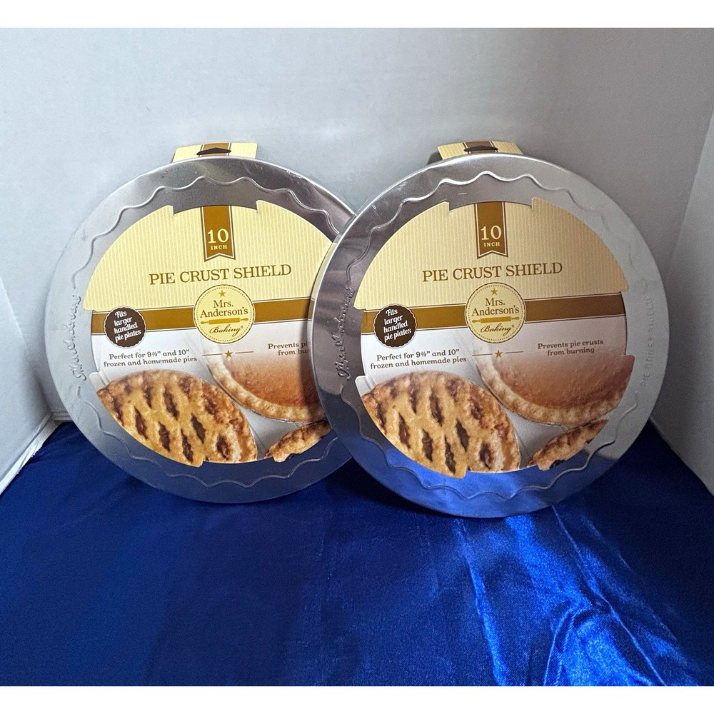 Mrs. Anderson's Baking 10in Pie Crust Shields 2-Pack Silver Metal[G]